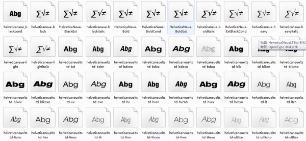一组 HelveticaNue 英文字体